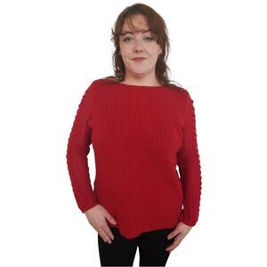 ST John's Bay Sweater Boatneck Red Pullover Size Large